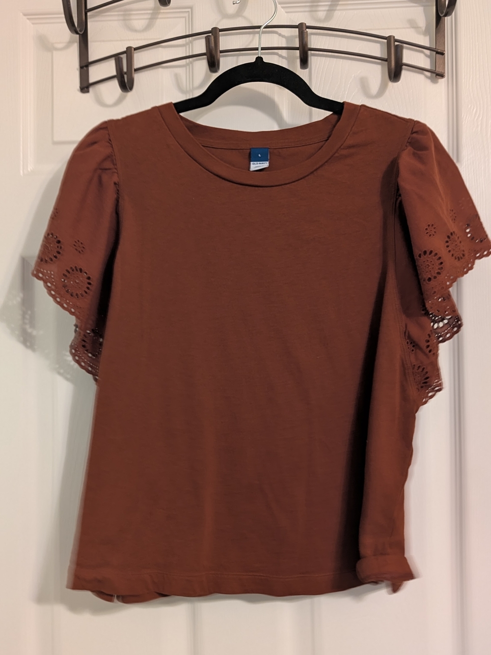 Old Navy Rust Brown Eyelet Flutter Sleeve Tee